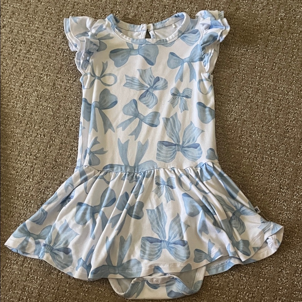 Bums and Roses Blue Bow 2T Dress